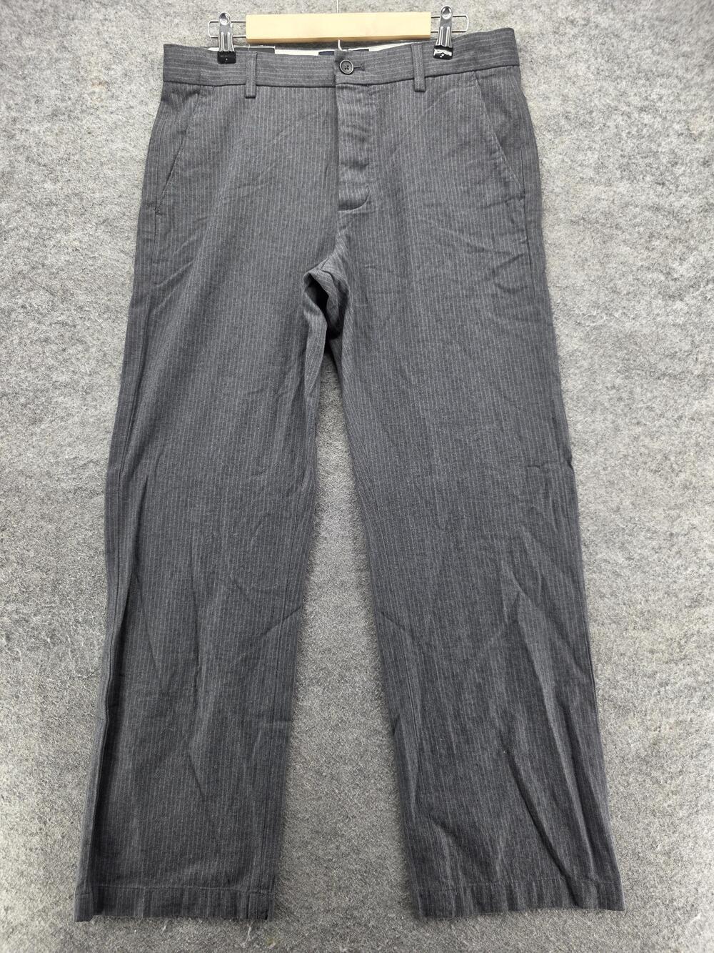 Banana Republic Pants Mens 33x32 Gray Dress Pants Cotton Striped Flat Front